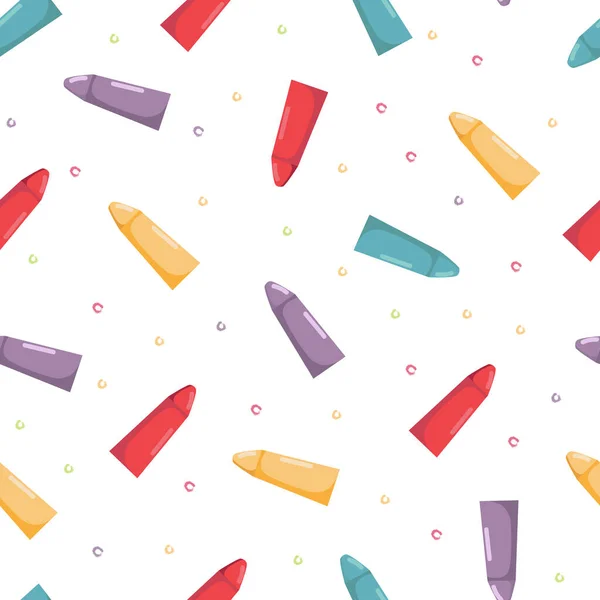 Sömlöst mönster med färgpennor. Handritad vektor illustration med kryoner, färger, palett, pensel. Tillbaka till skolan. — Stock vektor