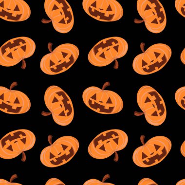 Cadılar Bayramı, siyah arka planda balkabağı desenli kusursuz bir tatil..