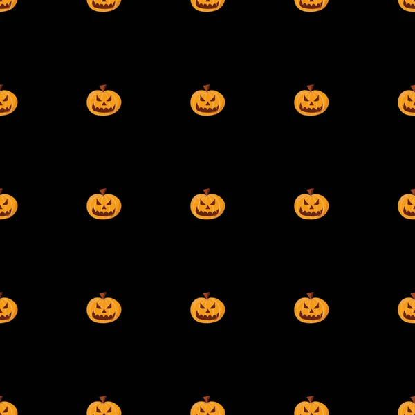 Halloween holiday, seamless pattern with pumpkin on black background. — 图库矢量图片