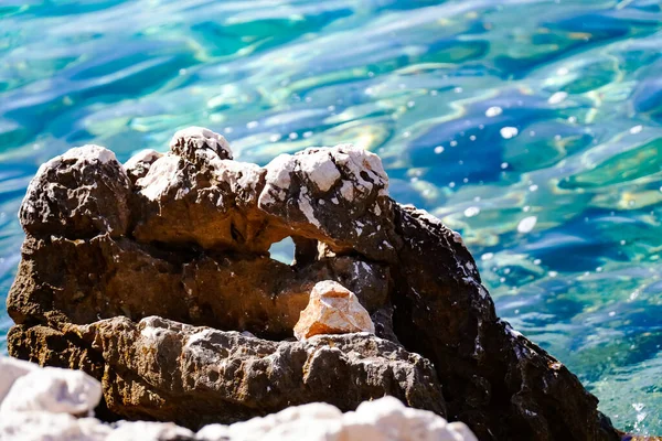 Quartz Rocks Salt Cap Stone Water Adriatic Sea — Stock Photo, Image