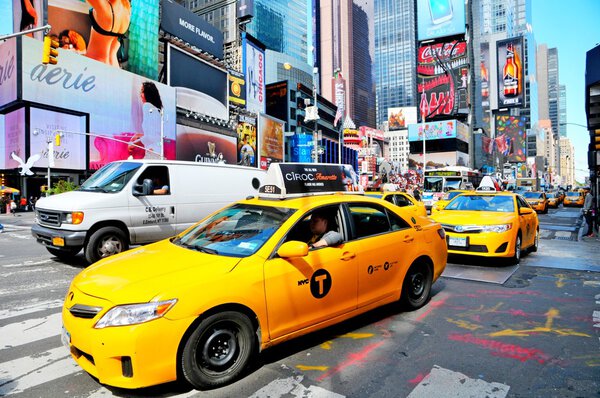 A huge number of yellow cabs in New York, New York, the USA, 09.16.2013