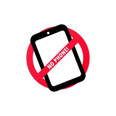 Telefon işareti yok. Akıllı telefon kullanmamanın kuralı. Vektör EPS 10. Beyaz arkaplanda izole.