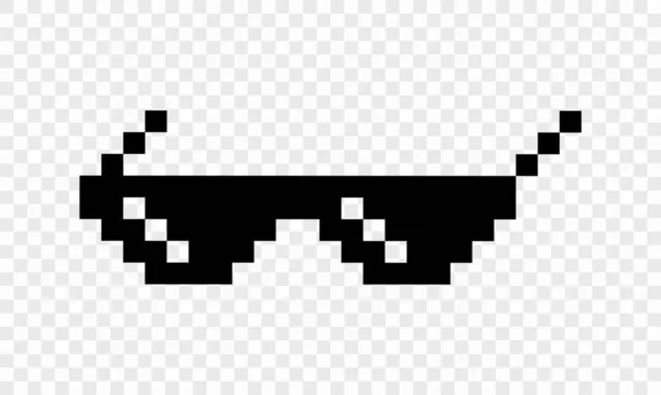 Icono Gafas Pixel Negro Vector Eps Aislado Sobre Fondo Transparente — Vector de stock