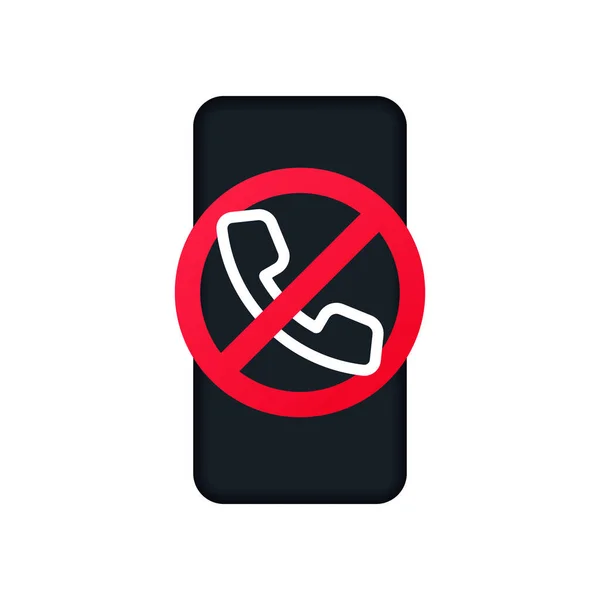 Hay Icono Llamada Para Smartphone Signo Prohibición Hables Por Teléfono — Archivo Imágenes Vectoriales