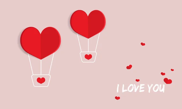 Jag Älskar Ditt Gratulationskort Ballong Med Hjärtan Romantisk Atmosfär Kärlekskoncept — Stock vektor