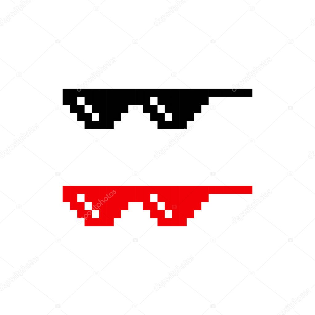 Pixel glasses icon set. Vector EPS 10. Isolated on white background.