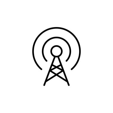 Ağ ve mobil için anten simgesi hattı. İletişim anteni basit bir simge. Vektör EPS 10. Beyaz arkaplanda izole.