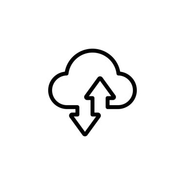 Siyah ok ikonlu bulut. Yükle ve yükle. Vektör EPS 10. Beyaz arkaplanda izole.