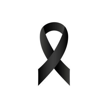 Siyah farkındalık kurdele ikonu. Vektör EPS 10. Beyaz arkaplanda izole..