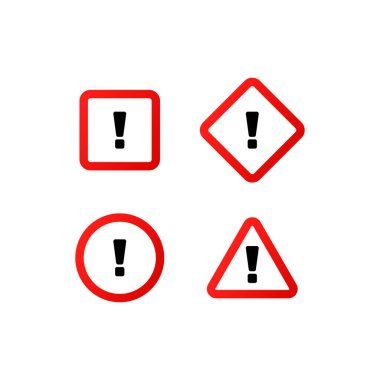 Dikkat simgesi. Uyarı işareti koy. Tehlike uyarısı işareti. İzole edilmiş beyaz arkaplanda vektör. EPS 10