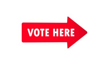 İmzalayın. Ok simgesi. Seçim konsepti. Seçim anketleri yön sembolü. İzole edilmiş beyaz arkaplanda vektör. EPS 10