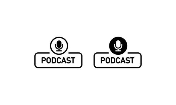 Podcast Icoon Het Zwart Microfoonbord Opname Studio Symbool Vector Eps — Stockvector