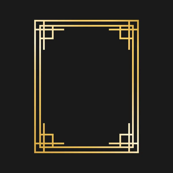 Art Deco altın çerçeveleri ve sınırları. Gatsby tasarım elementleri. Klasik doğrusal sınır. Retro tarzı. İzole edilmiş. Vektör