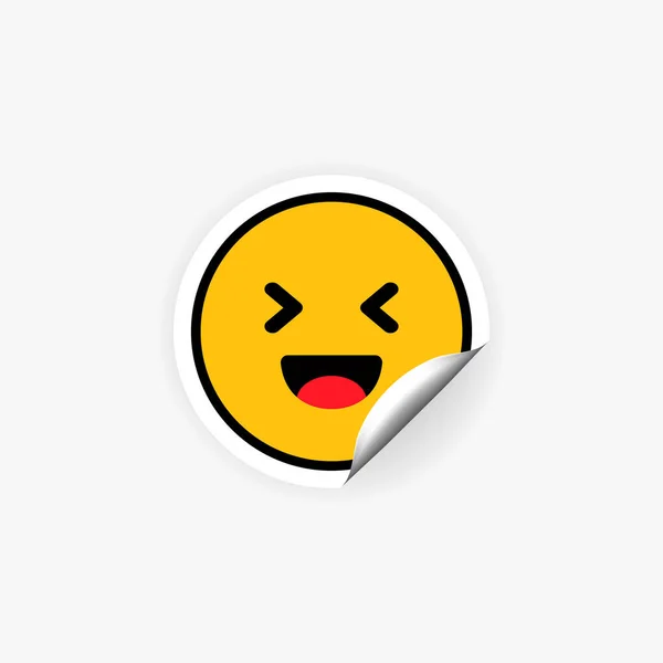 Skrattande Emoji Klistermärke Skratta Lyckokänsla Skämt Vektor Eps Isolerad Vit — Stock vektor