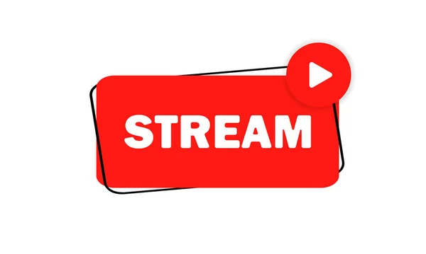 Live Videostream Pictogram Rode Knop Social Media Video Kanaal Logo — Stockvector