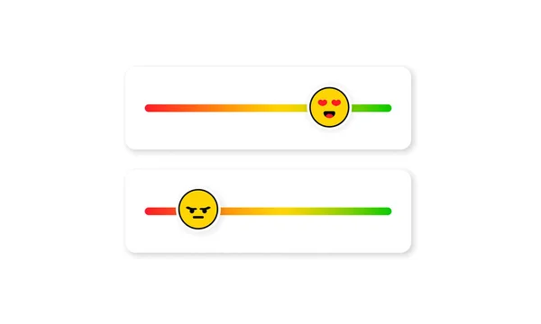 Set Von Schieberegler Emojis Für Soziale Medien Feedback Emoticon Bewertungen — Stockvektor