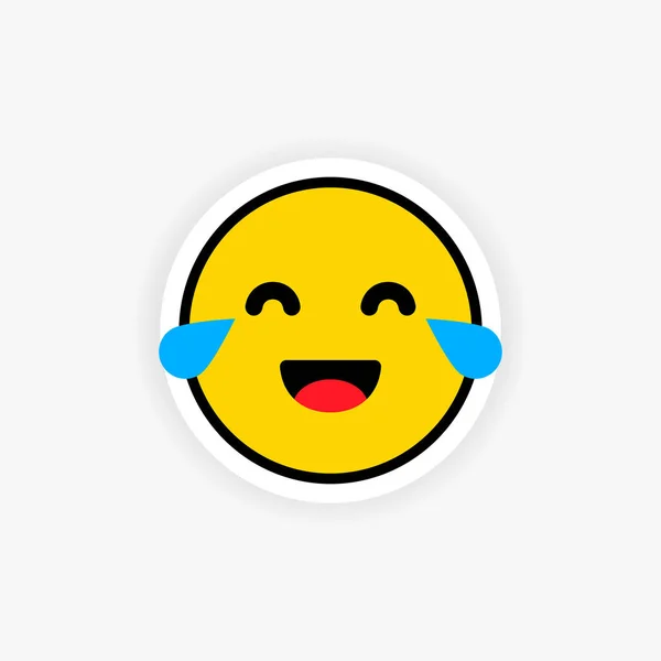 Skrattande Emoji Klistermärke Med Tårar Lustigt Känslosamhet Skämt Stämning Vektor — Stock vektor