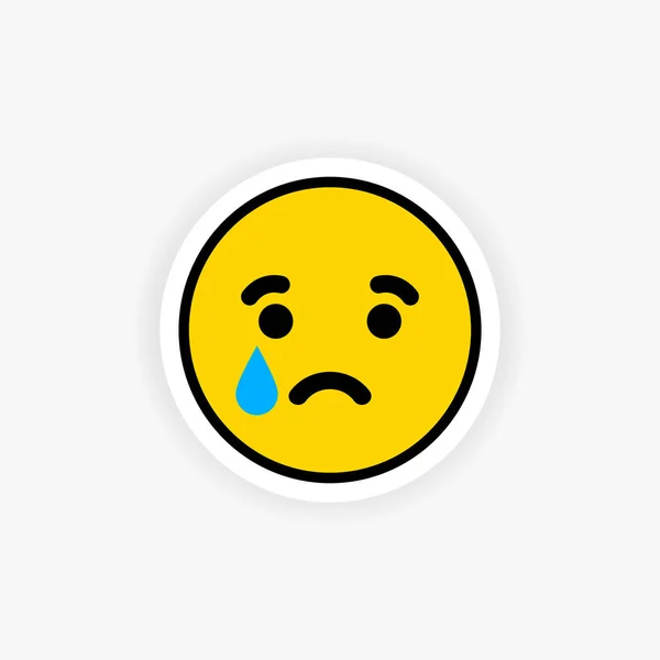 Gråter Emoji Klistermärke Gråt Tråkigt Tårar Vektor Eps Isolerad Vit — Stock vektor