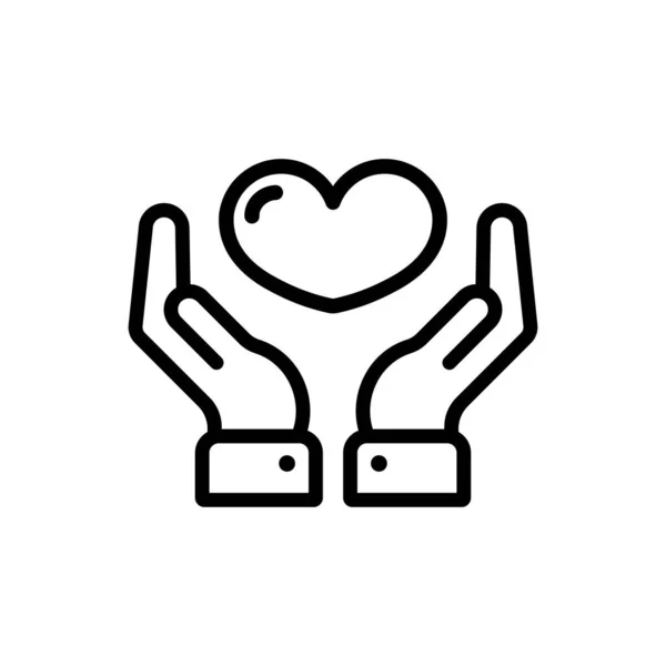 stock vector Heart in hands line icon. Donating. Help icon. Give love. Volunteer service. Vector on isolated white background. EPS 10.