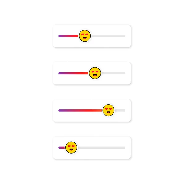 Set Slider Emoji Voor Sociale Netwerken Mooie Emoticon Verhalen Scherm — Stockvector