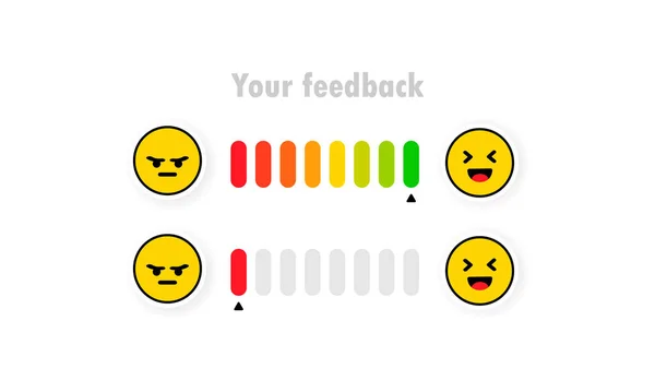 Шаблон Опитування Клієнтів Прогрес Бар Гнівом Щасливим Емоційоном Клієнти Які — стоковий вектор