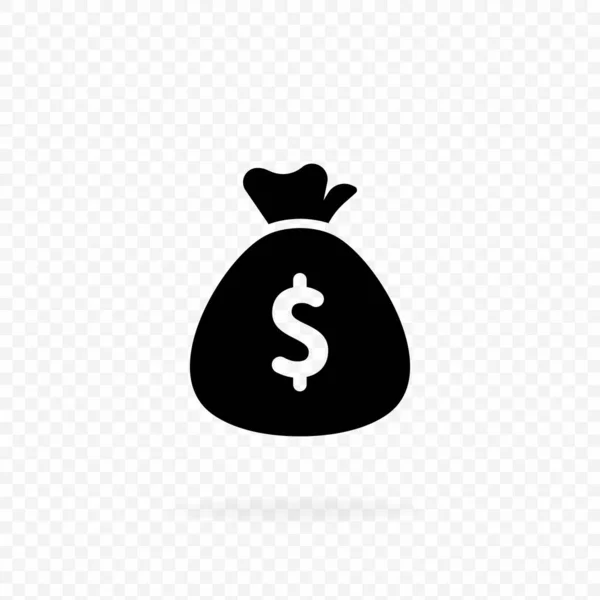 Значок Мешка Деньгами Денежный Мешок Долларами Деньги Икона Доллара Черном — стоковый вектор
