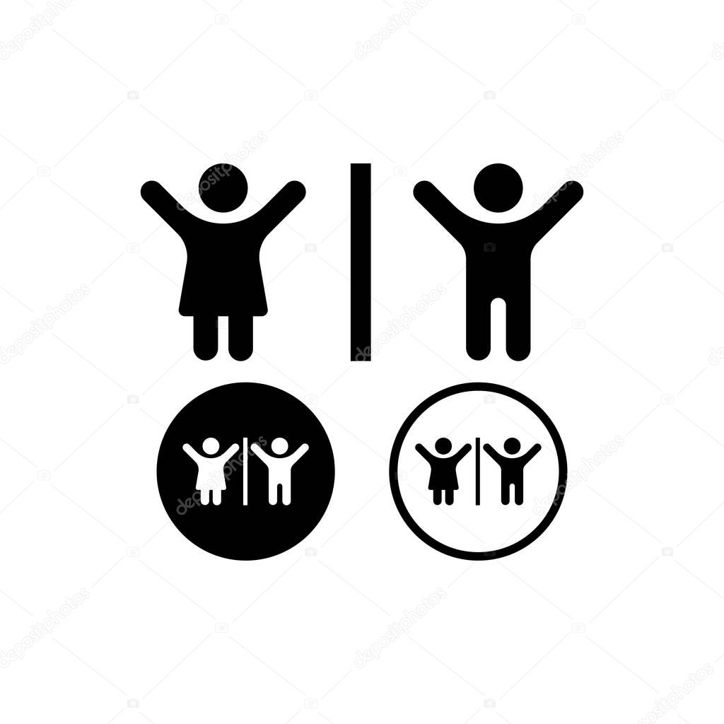 Restroom signs. Men and women icon. Toilet icon. Vector EPS 10. Isolated on white background.