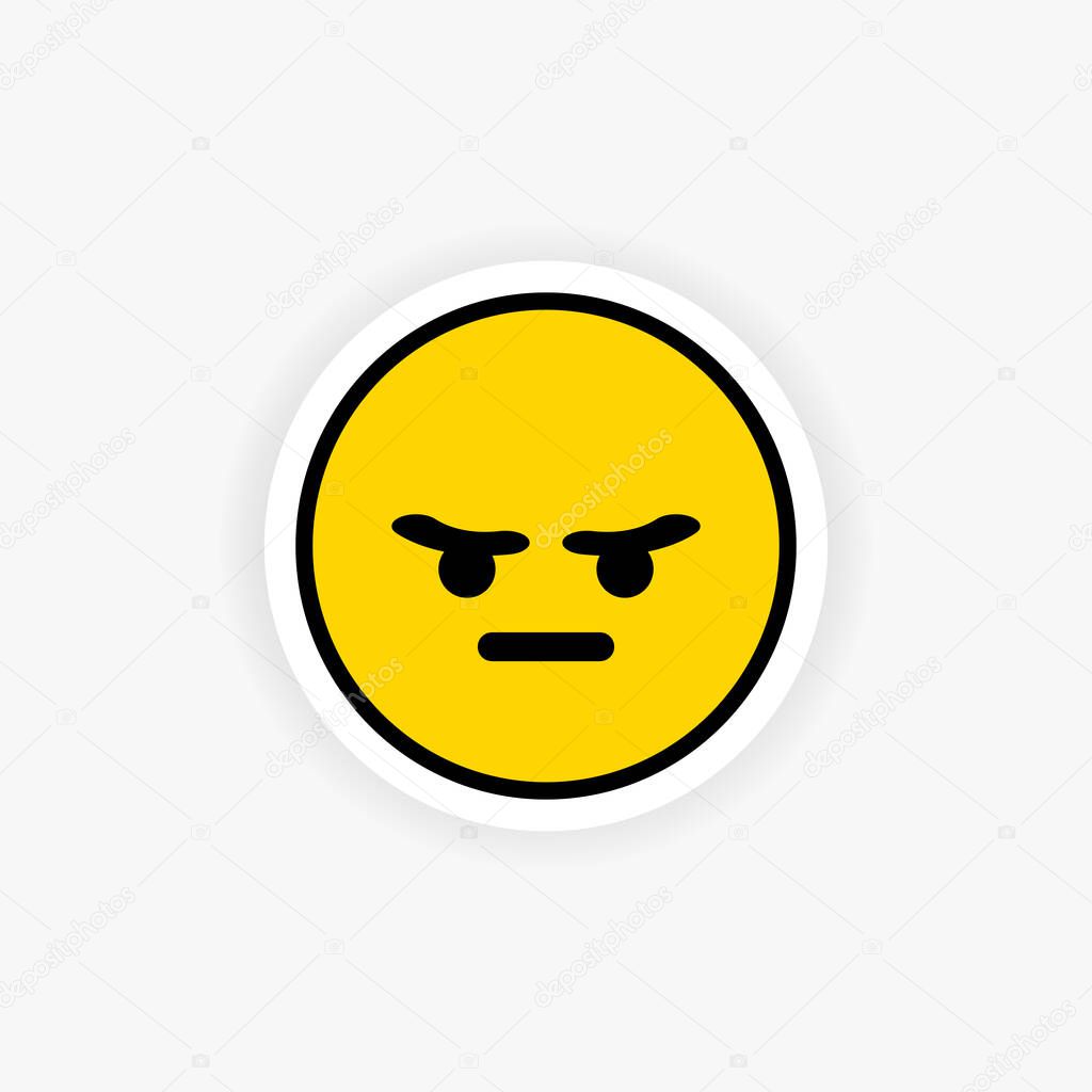 Mad or angry emoji sticker. Mood. Emotion. Vector EPS 10. Isolated on white background.
