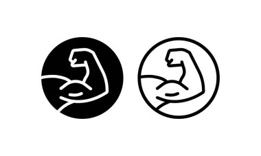 Kas simgesi logosu. Güçlü bir el ikonu. Vücut geliştirme ve fitness sembolü. İllüzyon. İzole edilmiş beyaz arkaplanda vektör. EPS 10.