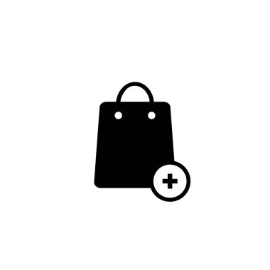 Alışveriş poşeti ikonu. İnternetten alışveriş. Kart sembolüne ekle. Vektör EPS 10. Beyaz arkaplanda izole.