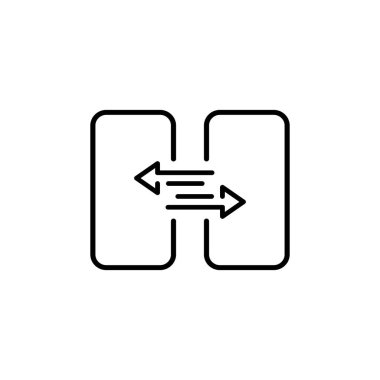 Eşzamanlama çizgisi simgesi. Akıllı telefonmuş. Veri eşleştirmesi. Senkron, transfer konsepti. Vektör EPS 10. Beyaz arkaplanda izole