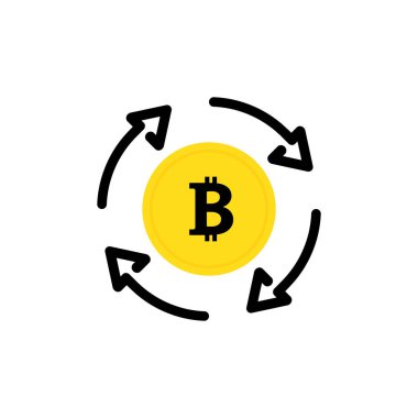 Bitcoin vektör simgesi. Sikke simgesi. Para sembolü. Geri ver, doldur. Şifreli para birimi sembolü. Engelleme zinciri güvenli kripto para birimi. Döviz bürosu. Para için. Finansal operasyonlar. Aktarım.