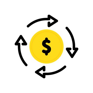 Para transferi servisi. Dolar. Sikke simgesi. Vektör çizimi. EPS10