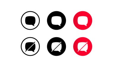 İleti satırı simgesini reddet. Sohbet işaretini kaldır ya da reddet. Web tasarımı. Vektör çizimi. EPS10