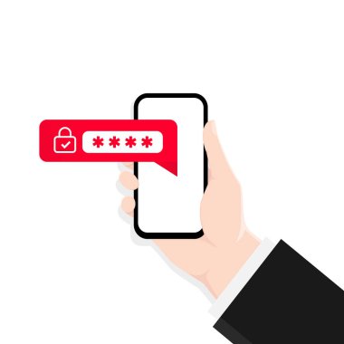 İki adım doğrulama. Çoklu-faktör kimlik doğrulama tasarımı. Akıllı telefon güvenlik girişi ya da imzası. İki aşamalı yetki kavramı. Akıllı telefondan doğrulama. Vektör illüstrasyonu.