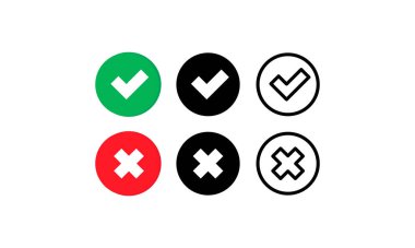 İşaretleme simgesini işaretle. Konsepti onayla ya da reddet. Uygulamalar ve web siteleri için. Vektör EPS 10. Beyaz arkaplanda izole.