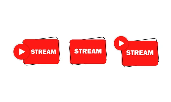 Live Stream Vlakke Logo Banner Rood Vector Design Element Met — Stockvector