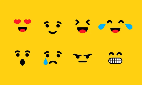 Uppsättning Känsloikoner Uppsättning Emoji Gul Bakgrund Begreppet Sociala Medier Begreppet — Stock vektor