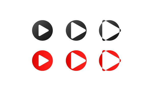 Conjunto Iconos Juego Rojo Negro Botones Multimedia Ilustración Dibujos Animados — Vector de stock
