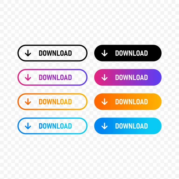Botão Download Ícone Crachá Botão Plano Com Gradiente Colorido Botões — Vetor de Stock