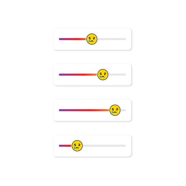 Set Von Schieberegler Emojis Für Soziale Netzwerke Weinendes Gesicht Emoticon — Stockvektor