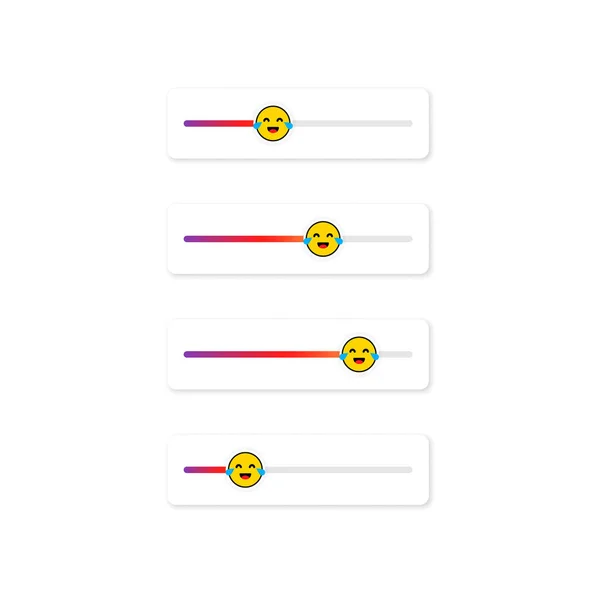 Set Slider Emoji Voor Sociale Netwerken Lachend Gezicht Emoticon Verhalen — Stockvector