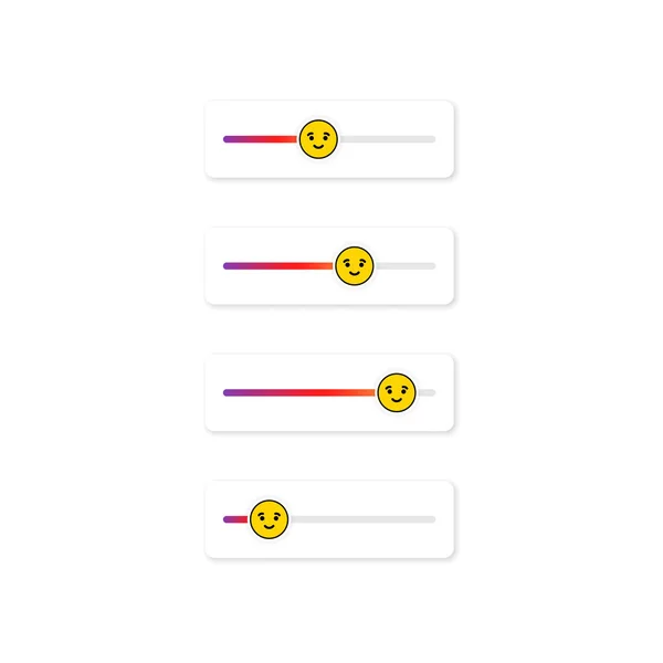 Set Slider Emoji Voor Sociale Netwerken Vriendelijk Gezicht Emoticon Verhalen — Stockvector