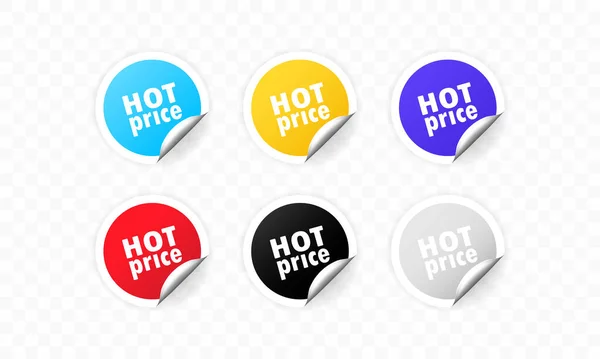 Hot Price Sticker Set Discount Vector Special Offer Labels Set — Stock Vector