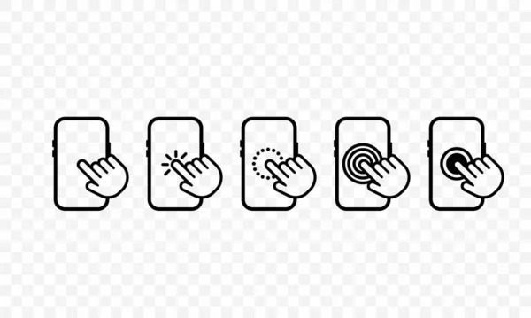 Handscherm Smartphone Pictogram Smartphone Scherm Met Klikkende Vinger Cursor Icoon — Stockvector