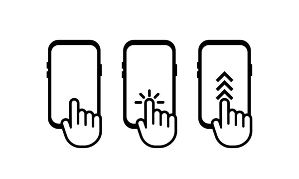 Handscherm Smartphone Pictogram Veeg Het Schoon Smartphone Scherm Met Klikkende — Stockvector