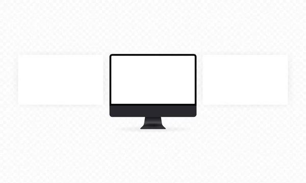 Space Gray Computer Monitor Mockup Blank Web Wireframing Pages Concept — Stock Vector