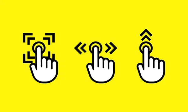 Подвинься Сенсорный Жест Пальца Swipe Left Icon Set Палец Левой — стоковый вектор