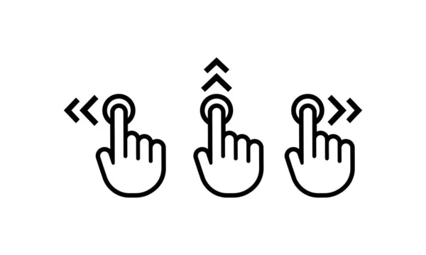 Veeg Naar Links Rechts Omhoog Pictogram Set Vinger Touch Screen — Stockvector