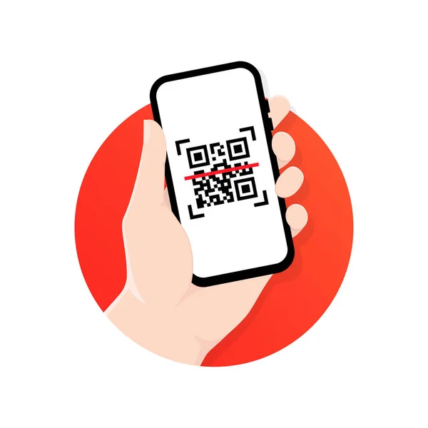 QR tarayıcı. Barkod, hareket kabiliyeti, uygulama oluşturma, kodlama. Mobil tarama QR kodu. Düz stil trend modern tasarım vektörü çizimi